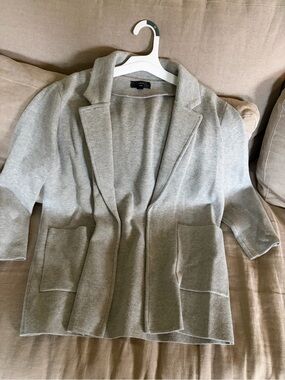 J. Crew Light Gray Open-Front Knit Blazer